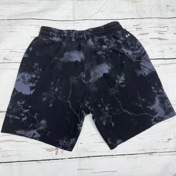 Under Armour Project Rock Fleece Shorts Marble Wash Black L Gym Streetwear - Picture 2 of 11